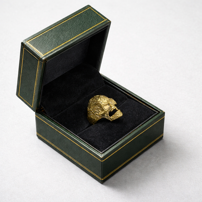 Gothic Skull Head Ring Vintage Gold Tone Statement Punk Biker Bold Ring MRIN02-PLN