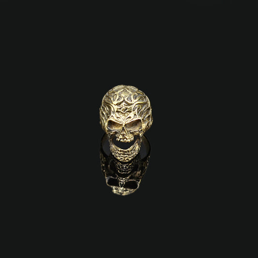Gothic Skull Head Ring Vintage Gold Tone Statement Punk Biker Bold Ring MRIN02-PLN