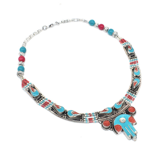 Green Turquoise Tibetan Jewelry Fashion Necklace Handmade Jewelry 18 NEC-4295