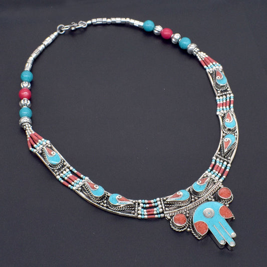 Green Turquoise Tibetan Jewelry Fashion Necklace Handmade Jewelry 18 NEC-4295