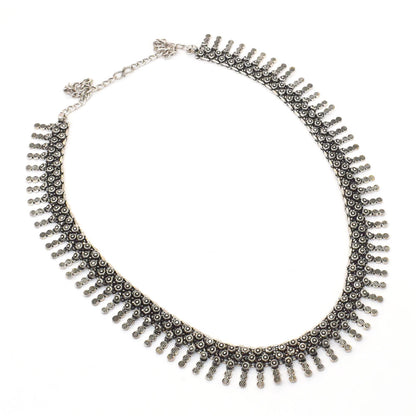 Oxidized Silver Necklace Tribal Choker Indian Boho Statement Jewelry NEC-4412