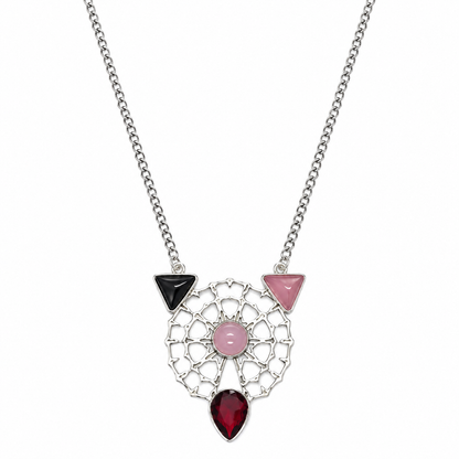 Handcrafted Rose Quartz Black Onyx garnet Multi stone Garba Necklace NEC-4752