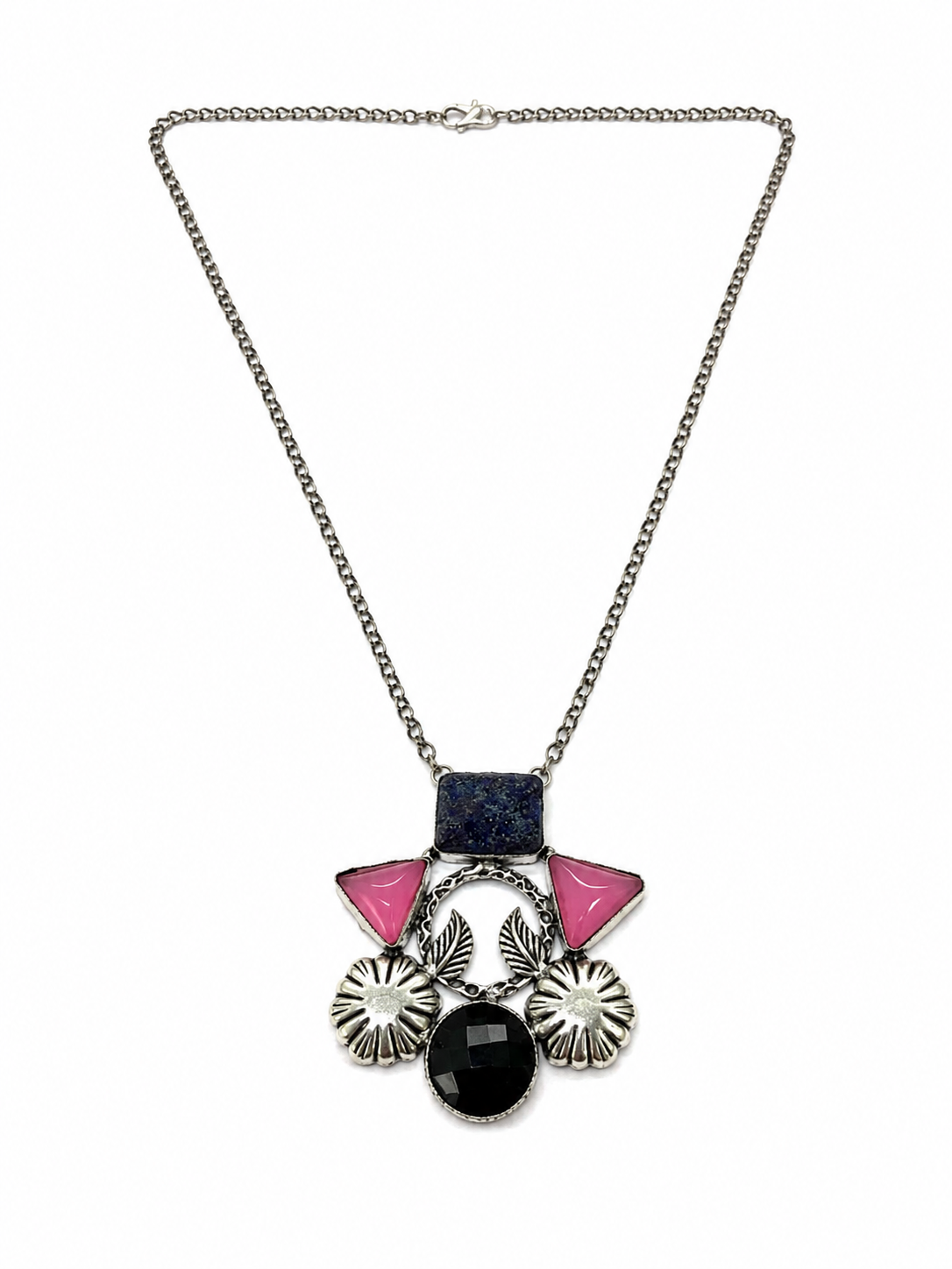 Handmade Silver Plated Geometric Fashion Statement Necklace Pendant 18 NEC-4772