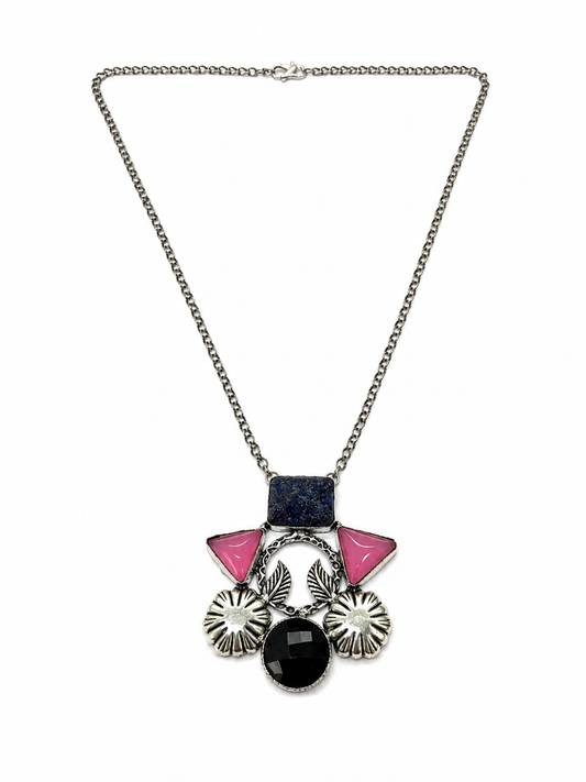 Handmade Silver Plated Geometric Fashion Statement Necklace Pendant 18 NEC-4772