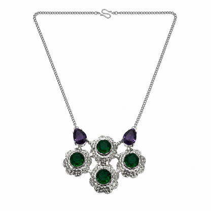 Handcrafted Floral Amethyst Stone Necklace Dandiya Jewelry Multi Color NEC-4786