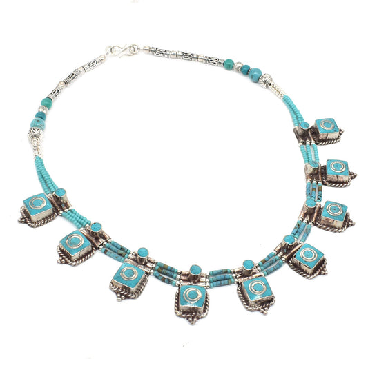 Stunning Tibetan Turquoise Vintage Necklace Women's Fashion Jewelry 18" NEC-4979