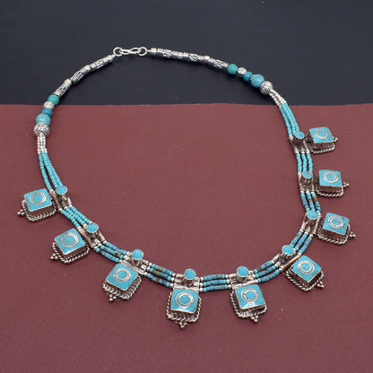 Stunning Tibetan Turquoise Vintage Necklace Women's Fashion Jewelry 18" NEC-4979
