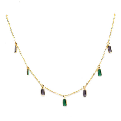 Gold Plated Rectangle Drop Chain Necklace  Minimalist Layering Chain 18" NEC-5119