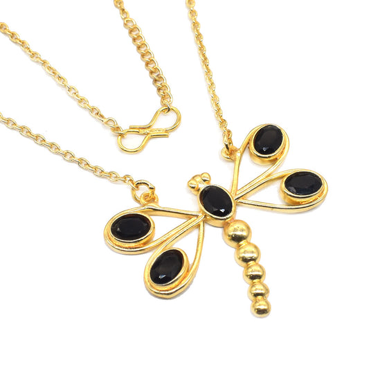 Red Garnet Butterfly Necklace With Chain Gold Plated Fashion Jewelry 18" NEC-5123