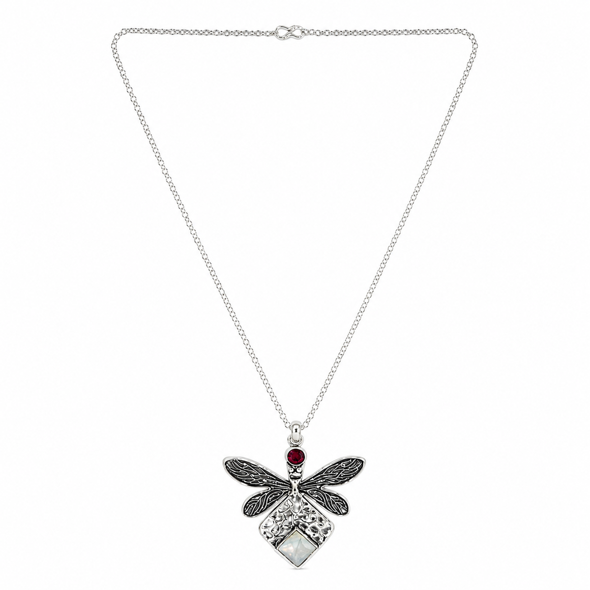 Dragonfly Motif Statement Necklace with Decorative Filigree Pendant NEC-5143