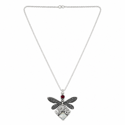 Dragonfly Motif Statement Necklace with Decorative Filigree Pendant NEC-5143