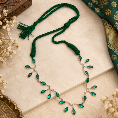 Green Leaf Necklace Boho Vine Pendant Handmade Thread Jewelry NEC06-SLV-LGQ20