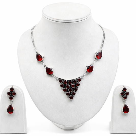Silver Geometric Necklace Set Bold Statement Elegant Jewelry for Women