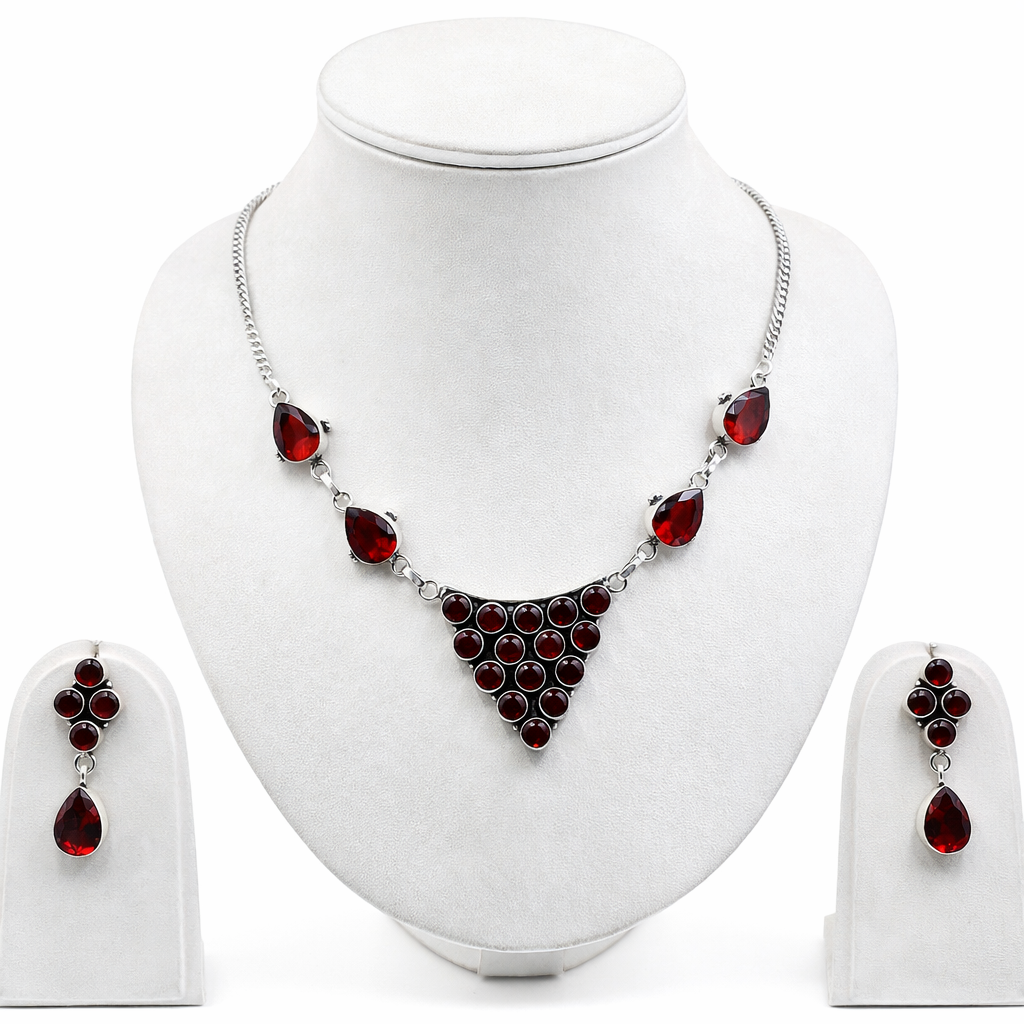 Silver Geometric Necklace Set Bold Statement Elegant Jewelry for Women