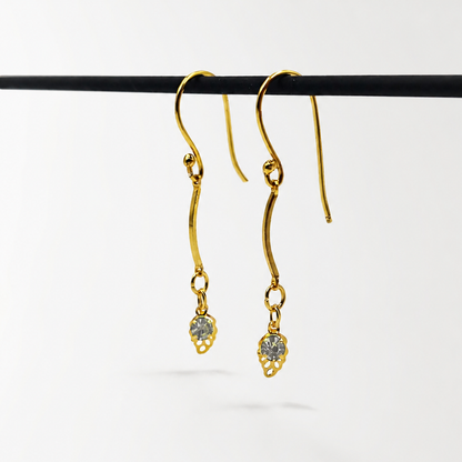 Gold Leaf Charm Necklace & Drop Earrings Set for Women NECEAR02-GLD