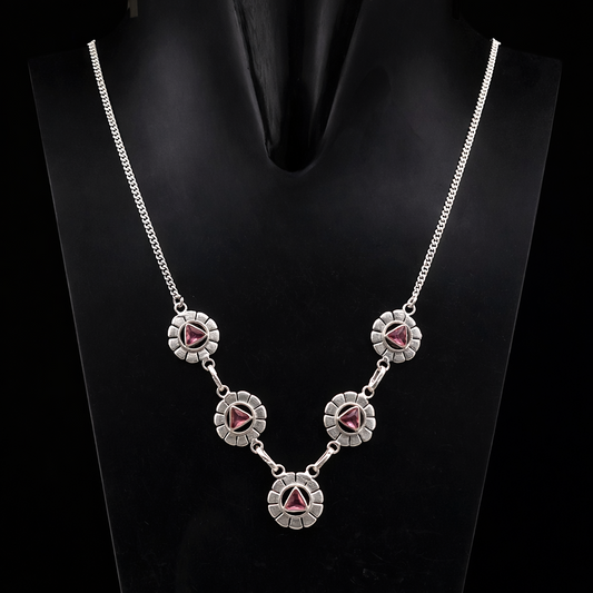 Silver Floral Necklace Set Elegant Minimal Statement Jewelry for Women