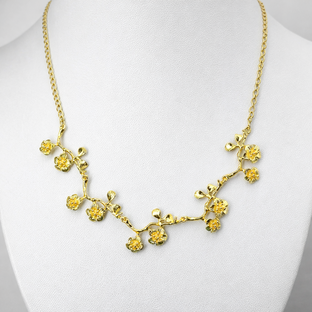 Gold Floral Necklace Set Elegant Minimal Designer Jewelry for Women