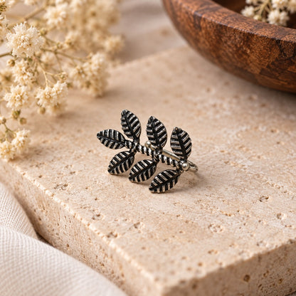 Leaf Septum Antique Silver Plated Leaf Nose Ring Aesthetic Look NR-01