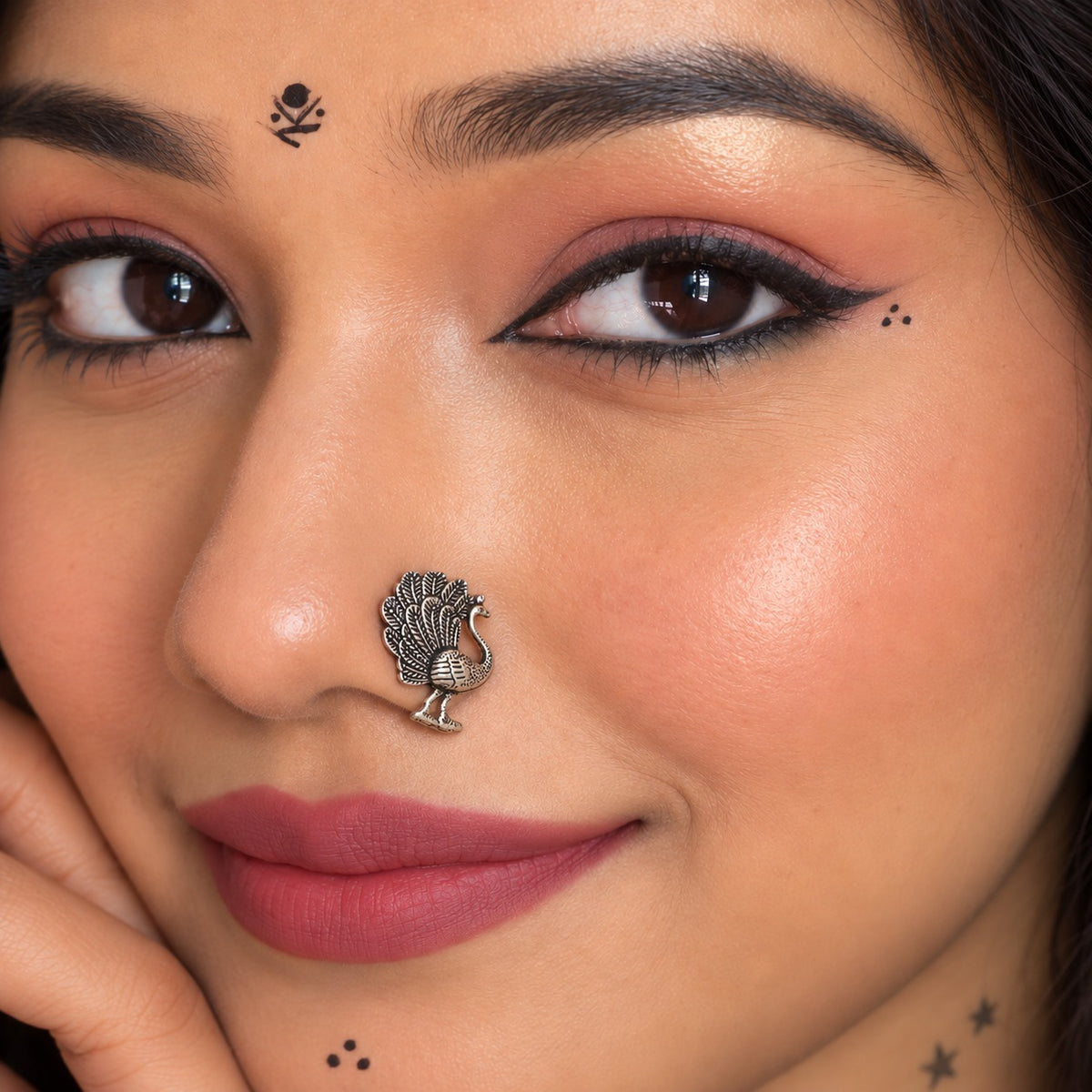 Dancing Peacock Septum Silver Plated Peacock Jewelry Nose Ring NR-02