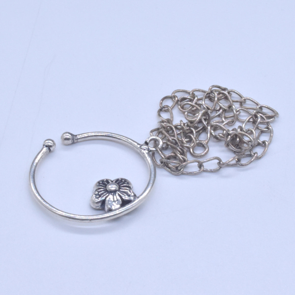 Big Septum Nose Ring Silver Plated Antique Nose Ring With Chain NR-03