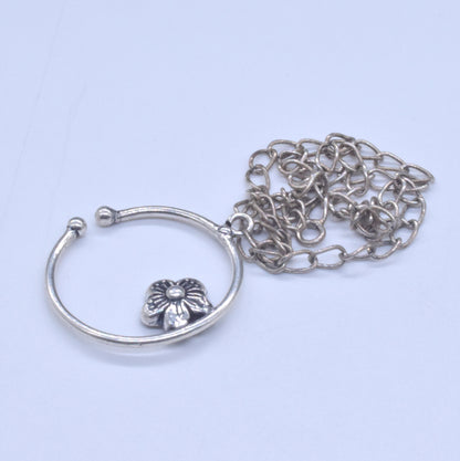 Big Septum Nose Ring Silver Plated Antique Nose Ring With Chain NR-03