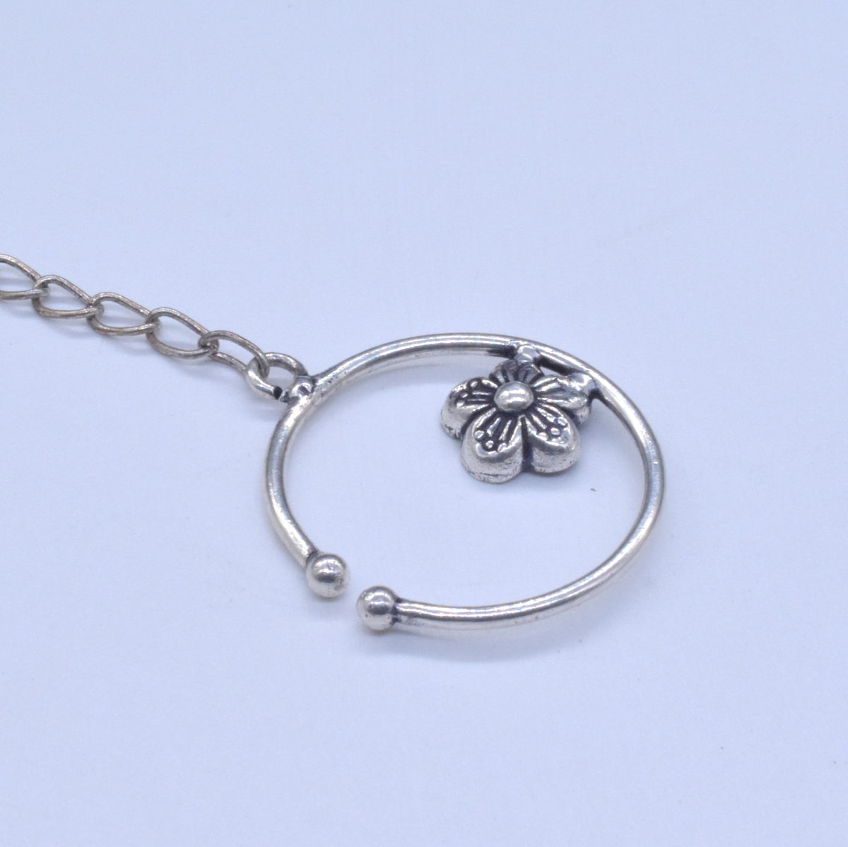 Big Septum Nose Ring Silver Plated Antique Nose Ring With Chain NR-03