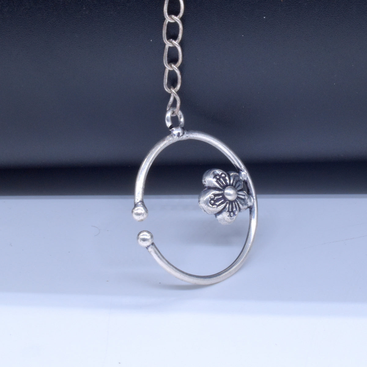 Big Septum Nose Ring Silver Plated Antique Nose Ring With Chain NR-03