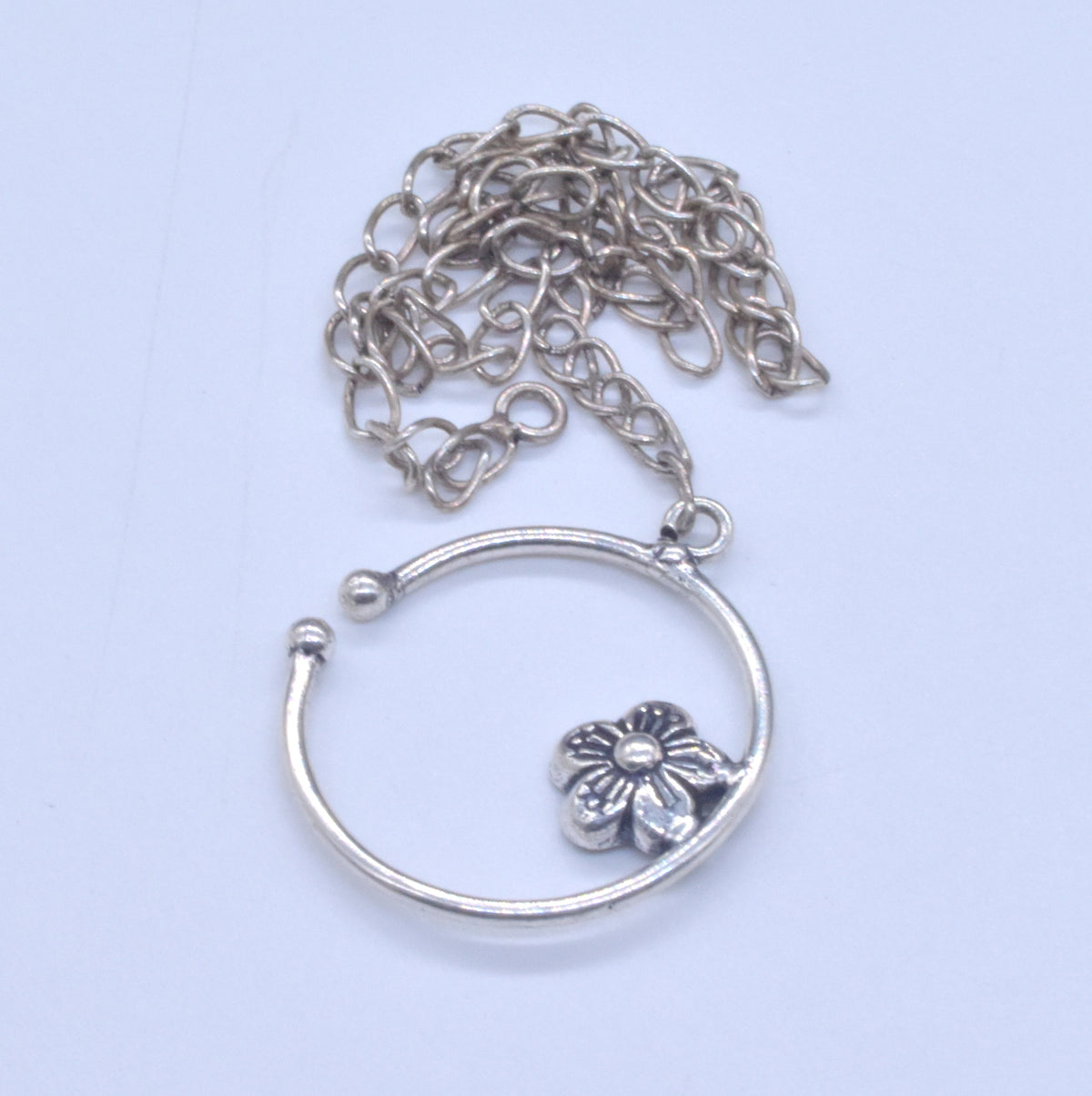 Big Septum Nose Ring Silver Plated Antique Nose Ring With Chain NR-03