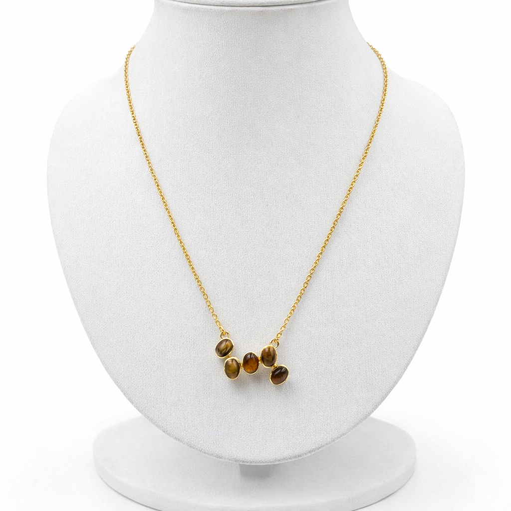 Gold Minimal Pendant Necklace Oval Charm Cluster Delicate Elegant Jewelry PCH01-GLD
