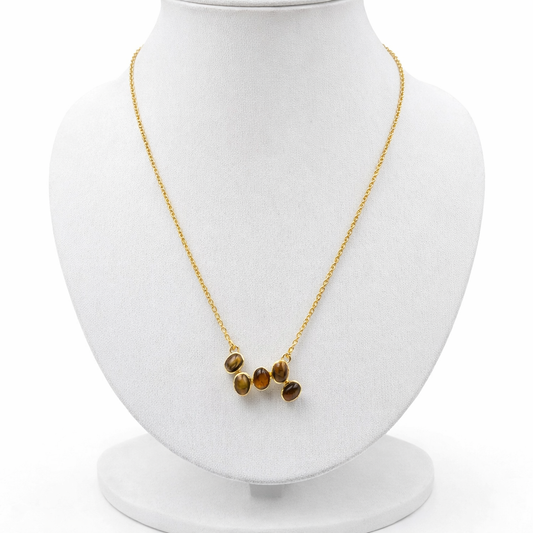 Gold Minimal Pendant Necklace Oval Charm Cluster Delicate Elegant Jewelry PCH01-GLD