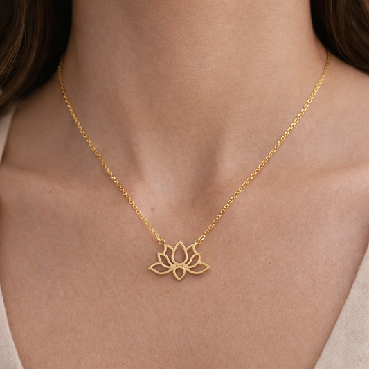 Minimalist Lotus Gold Necklace for Women Spiritual Jewelry PCH03-GLD