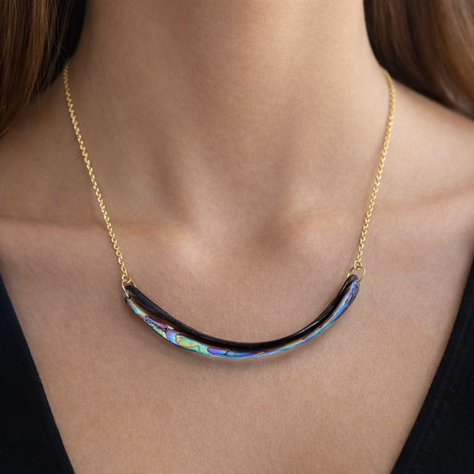 Modern Curved Statement Necklace for Women Minimal Gold Jewelry PCH04-GLD