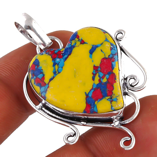 Gift For Beloved Mosaic Jasper Gemstone Handmade Heart Jewelry Pendant 1.5 PEN-5906