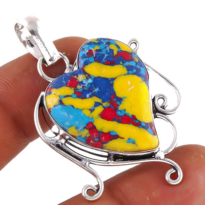 Gift For Beloved Mosaic Jasper Gemstone Handmade Heart Jewelry Pendant 1.5 PEN-5906