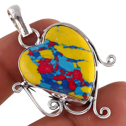 Gift For Beloved Mosaic Jasper Gemstone Handmade Heart Jewelry Pendant 1.5 PEN-5906