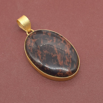 Red Mahogany Obsidian Gemstone Handmade Gold Plated Jewelry Pendant 2 PEN-10918