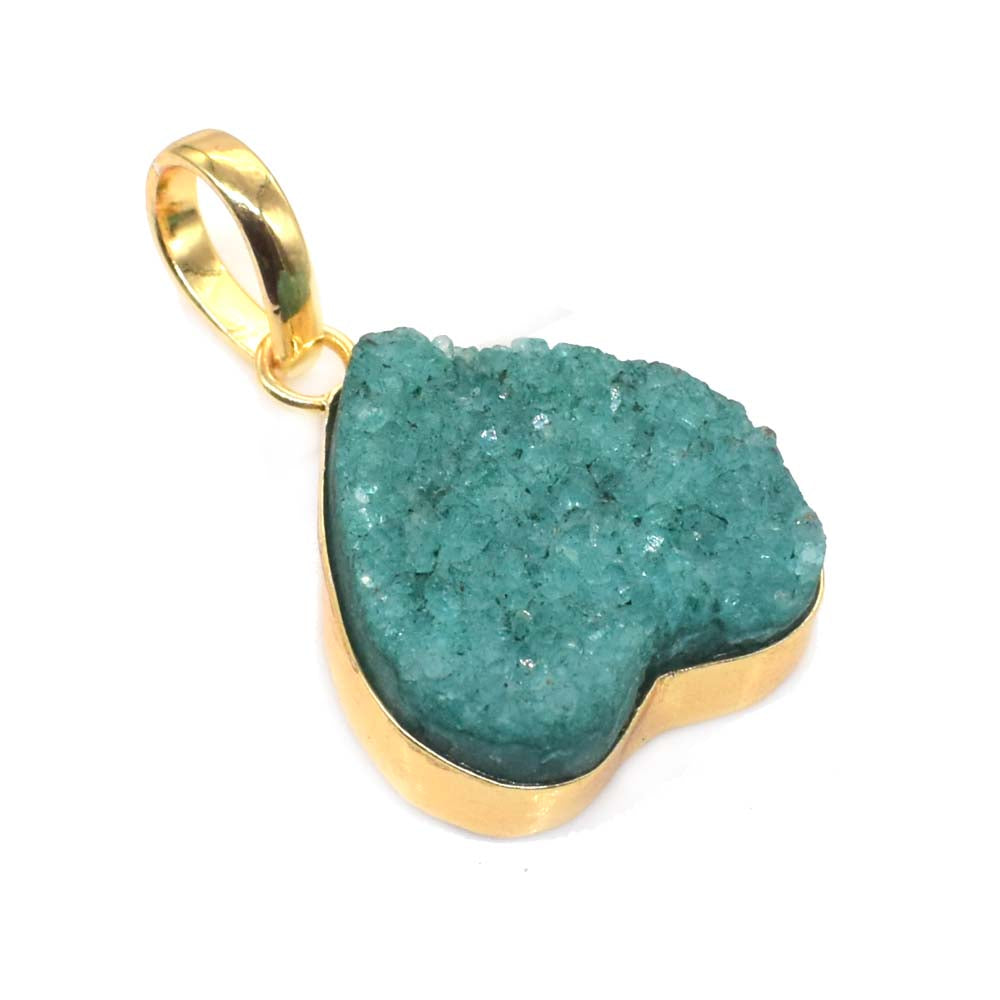 Green Dyed Sugar Druzy Pendant Gold Plated Fashion Jewelry Pendant 2" PEN-8608
