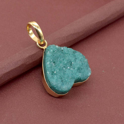 Green Dyed Sugar Druzy Pendant Gold Plated Fashion Jewelry Pendant 2" PEN-8608