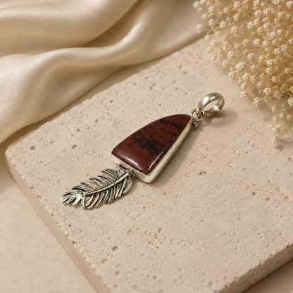 Red Agate Pendant Gemstone Silver Boho Statement Jewelry PEN139-SLV-NAG01