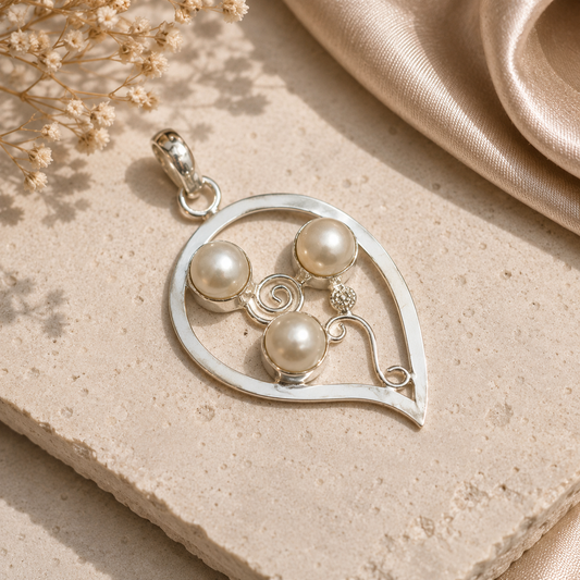 Natural Pearl Silver Pendant Artistic Handmade Statement Jewelry PEN154-SLV-NPRL03