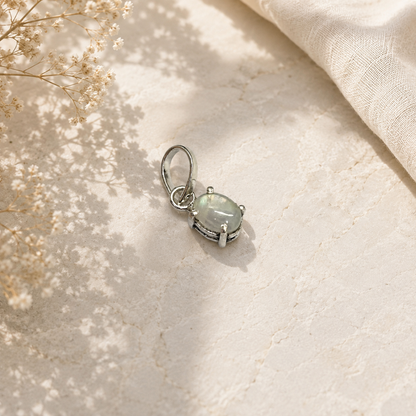 Moonstone Pendant, Natural Gemstone Silver Jewelry, Minimal Boho Gift PEN171-SLV-NMS01