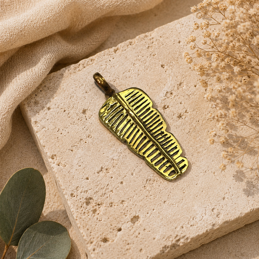 Gold Tone Leaf Pendant Brass Botanical Statement Necklace Boho Jewelry PEN189-BRS-PLN