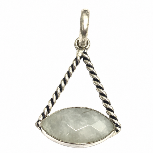 Moonstone Marquise Pendant Twisted Frame Charm Silver Tone Jewelry PEN214-SLV-NMS01