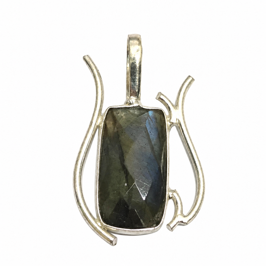 Labradorite Silver Pendant Modern Boho Statement Jewelry Handmade Gift PEN222-SLV-NLBD01