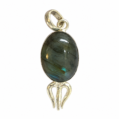 Natural Labradorite Silver Pendant Oval Gemstone Boho Jewelry PEN235-SLV-NLBD01