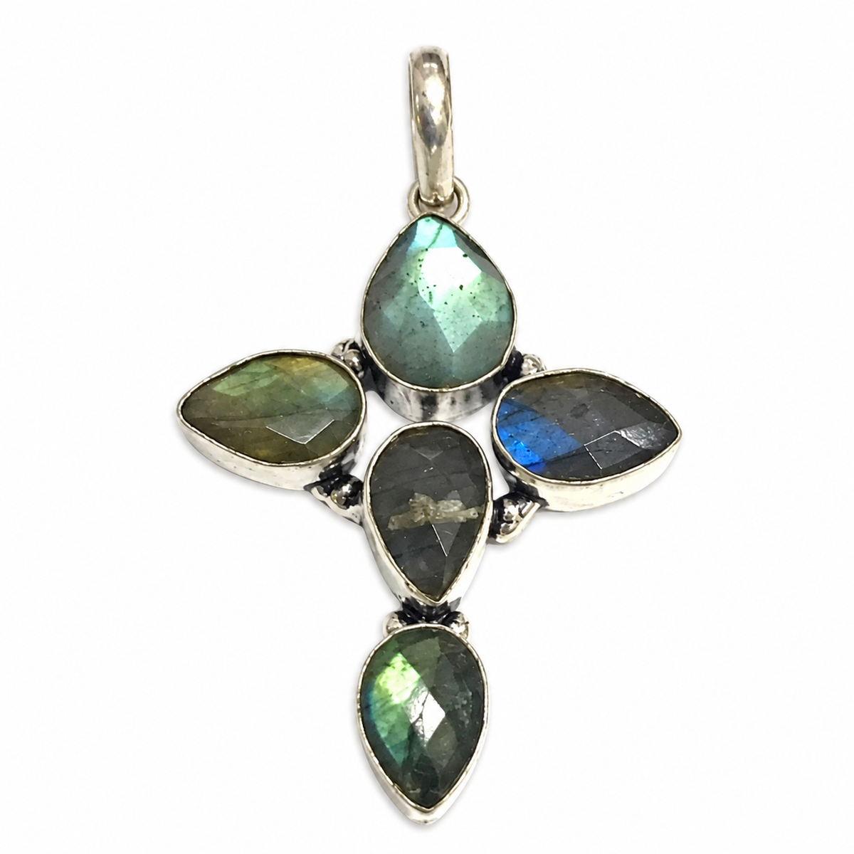 Natural Labradorite Silver Pendant Blue Flash Gemstone Boho Jewelry PEN237-SLV-NLBD05