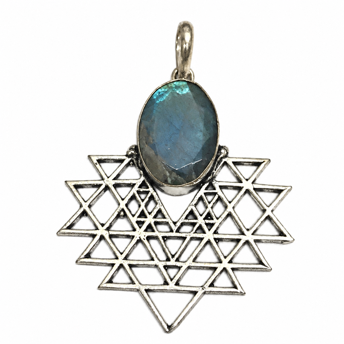 Labradorite Geometric Pendant Sacred Star Silver Tone Jewelry PEN252-SLV-NLBD01