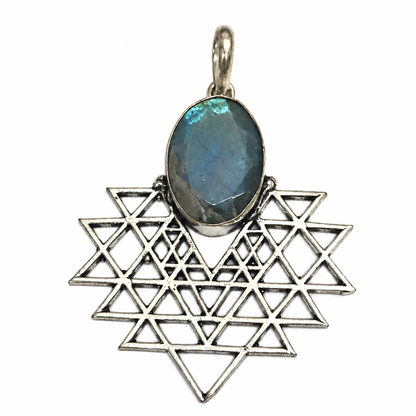 Labradorite Geometric Pendant Sacred Star Silver Tone Jewelry PEN252-SLV-NLBD01