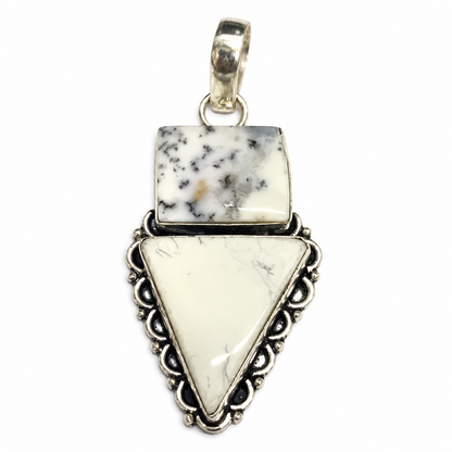 Dendritic Agate Oval Pendant Natural Stone Silver Tone Jewelry PEN259-SLV-NDAG02
