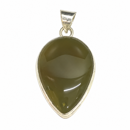 Natural Botswana Green Agate Pendant Olive Stone Boho Jewelry PEN266-SLV-NBWAG01